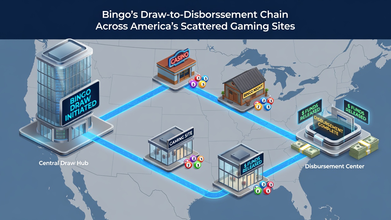 Bingo prize verification and disbursement workflow at a regulated gaming venue