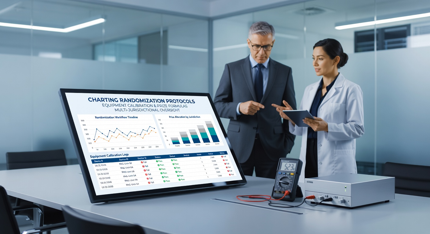 Equipment calibration station monitoring bingo ball randomization systems under regulatory standards